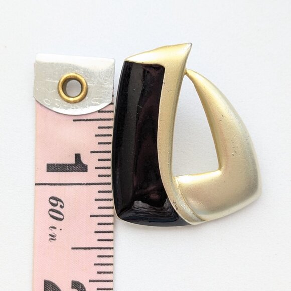 80s Enamel Triangle Stud Earrings 1.25" - Picture 5 of 5